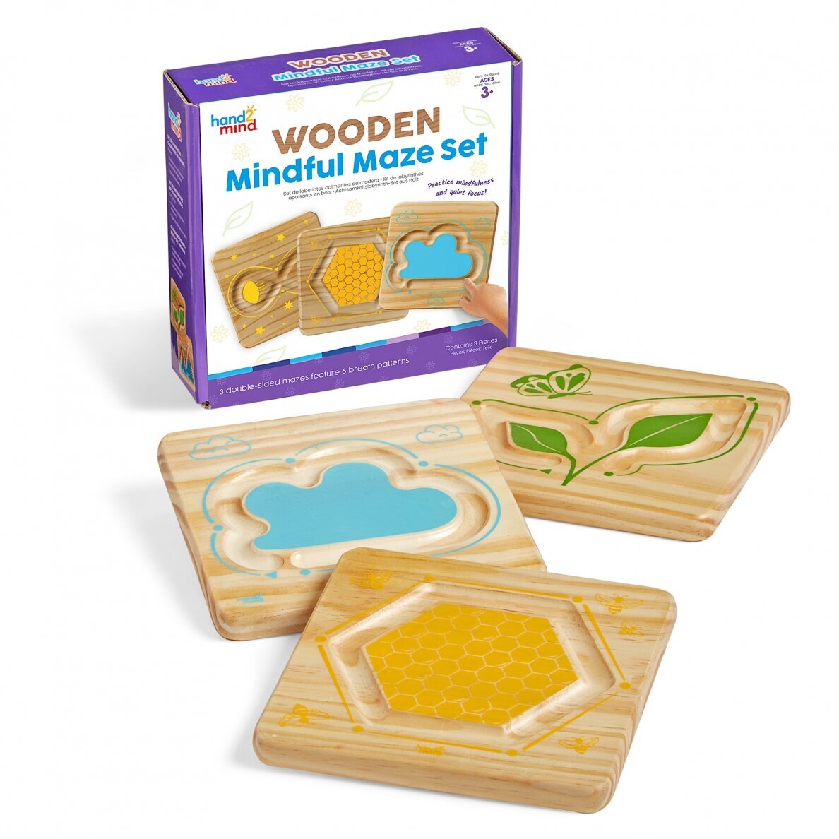 Nusiraminimo rinkinys ,,Mindful" labirintai (medinis), 3 vnt. Nusiraminimo rinkinys ,,Mindful" labirintai (medinis), 3 vnt.
