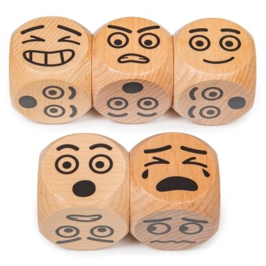 Emocijų kauliukų rinkinys, 5 vnt. Emocijų kauliukų rinkinys, 5 vnt.