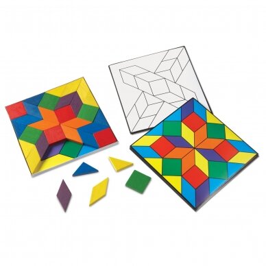 Geometrinių figūrų ir veiklos kortelių rinkinys