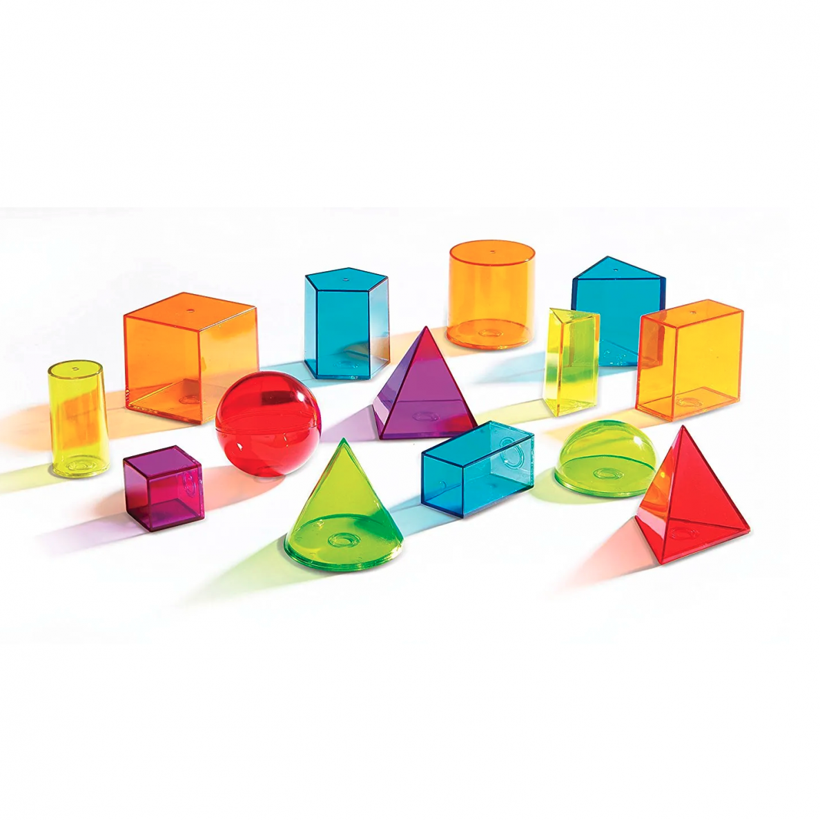 Skaidrios spalvotos geometrinės figūros, 14 vnt. Skaidrios spalvotos geometrinės figūros, 14 vnt.