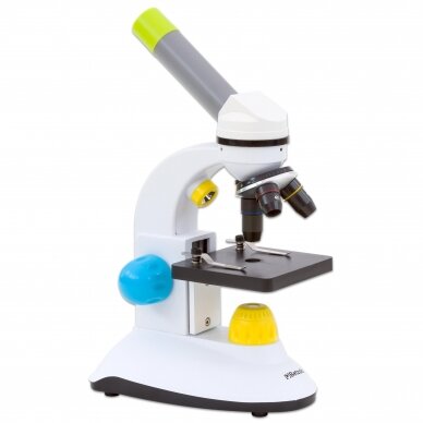 Spalvingas mokomasis mikroskopas